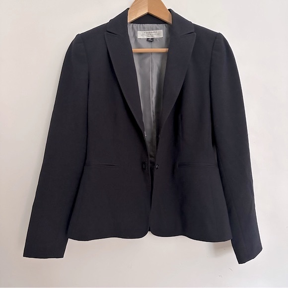 TAHARI ASL NAVY RAYON FITTER SHORT BUTTONED BLAZER XS - Picture 5 of 9